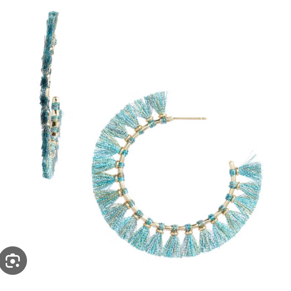 Kendra Scott Evie Hoop Tassel / Fringe earrings in turquoise